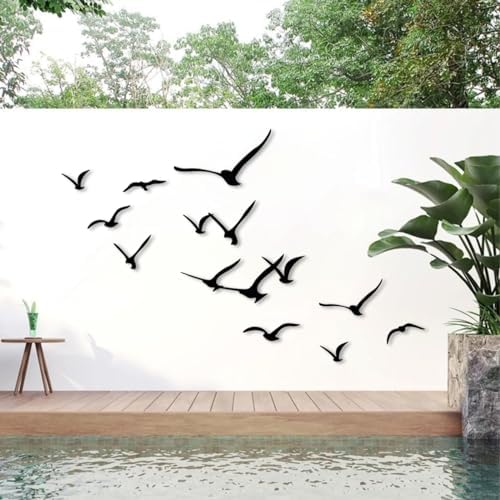 Kewhush Metal Bird Wall Art Set Black 19x7