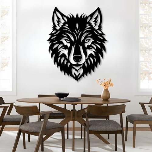 Hotuijxca Wolf Metal Wall Art Sculpture 24x19in