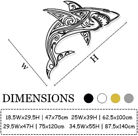 Cadeali Metal Shark Wall Art Decor 185x295 Black