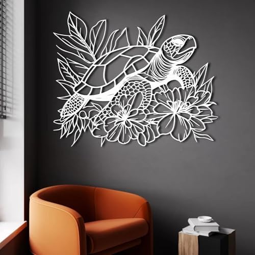 ENJOYOO Metal Turtle Wall Art Sculpture - 19x15in Black