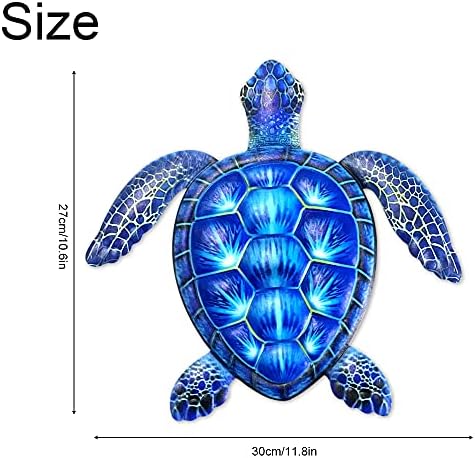 12 Inch Blue Metal Turtle Wall Decor