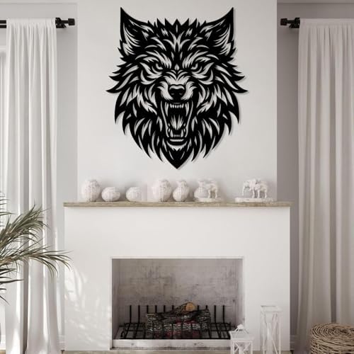 Wolf Head Metal Wall Art - Gold 17x19 Wall Decor