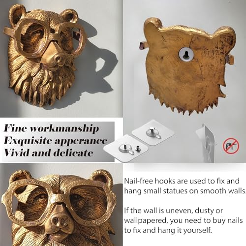 Artocery Resin Animal Heads Wall Decor - 63 Inch Golden Finish