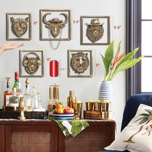 JJALIGHTS Exquisite Resin Lion Wall Sculpture with Gift Frame