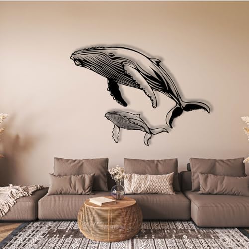 DuiDuiQ Metal Whale Wall Art Decor Modern Ocean Sculpture