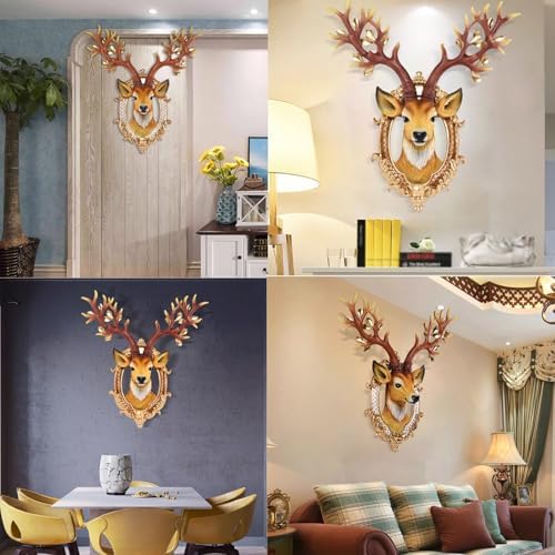 Faux Deer Head Wall Sculpture with Detachable Antlers