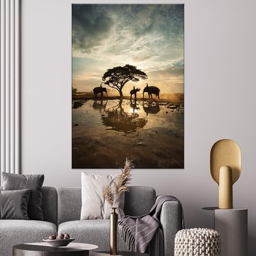 EGD Nature Wall Art Elephant Decor for Living Room