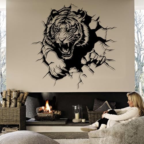 Tiger Metal Wall Art Large Tiger Head Decor 24x24 Inch