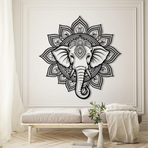 Mandala Elephant Metal Wall Art 47x47 cm