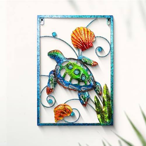 BVLFOOK 18 Inch Metal Sea Turtle Wall Art Decor