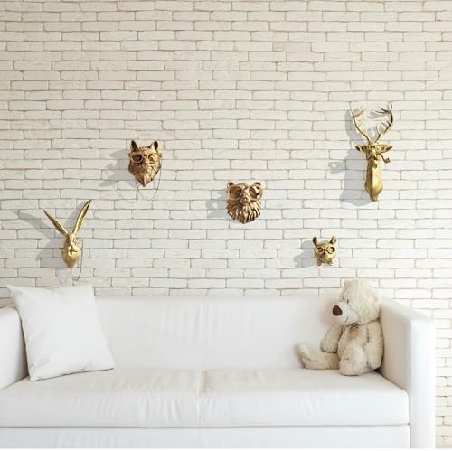 Artocery 5pcs Brass Gold Animal Head Wall Decor