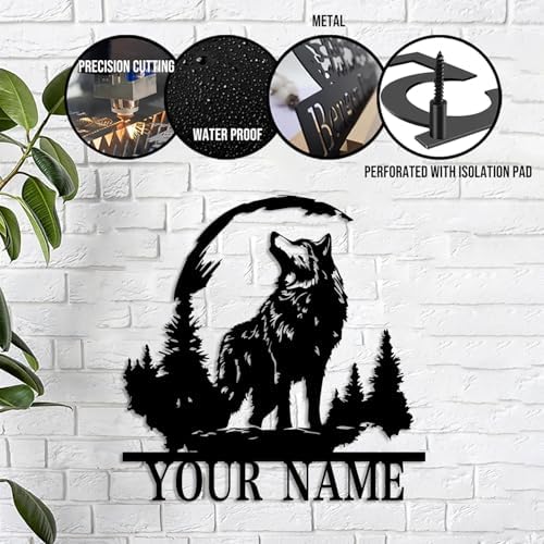 Personalized Wolf Metal Wall Art Sign