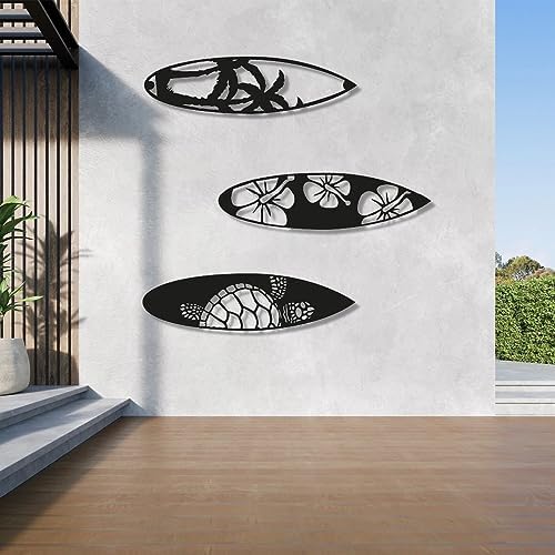 Fayholy Metal Surf Board Wall Art 3 Piece Set