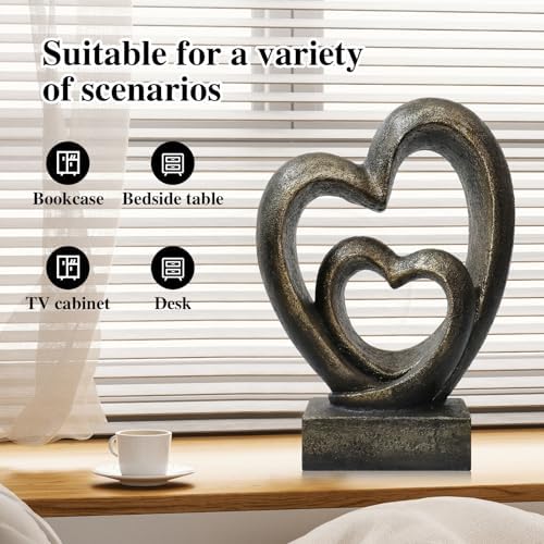 Heart Statue Decoration Romantic Sculpture for Home and Office