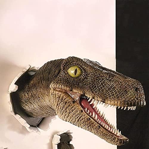 3D Wall-Mounted Velociraptor Sculpture - Realistic Dinosaur Bust Home Decoration Prop