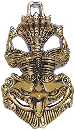 Gold Metal Nazar Battu with Ganesha Protection for Home and Office Wall Hanging