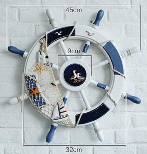 Hand Painted Wooden Ship Steering Wheel 18 Inch