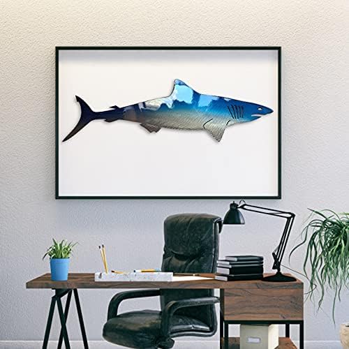 Oceanmapsa Metal Shark Wall Art Decor 10 in