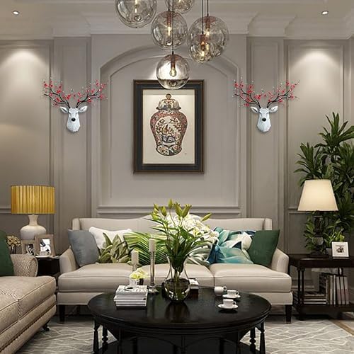 Wall Mounted Fake Deer Head Sculpture - White