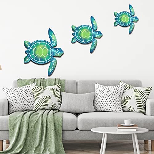 Bucherry Blue Green Wooden Sea Turtle Wall Decor