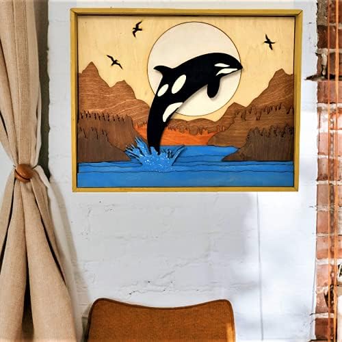 ImprovingLife Whale Wall Art Decor Wooden Sculpture