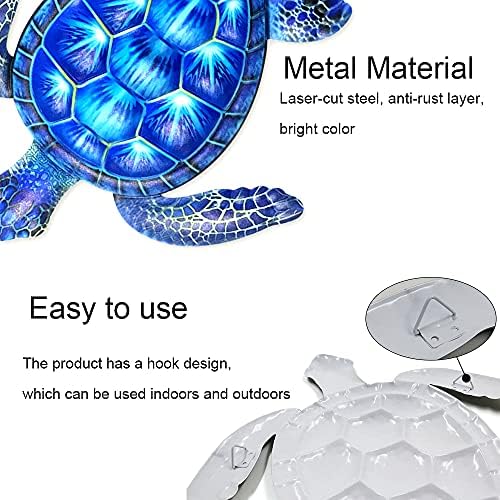 12 Inch Blue Metal Turtle Wall Decor