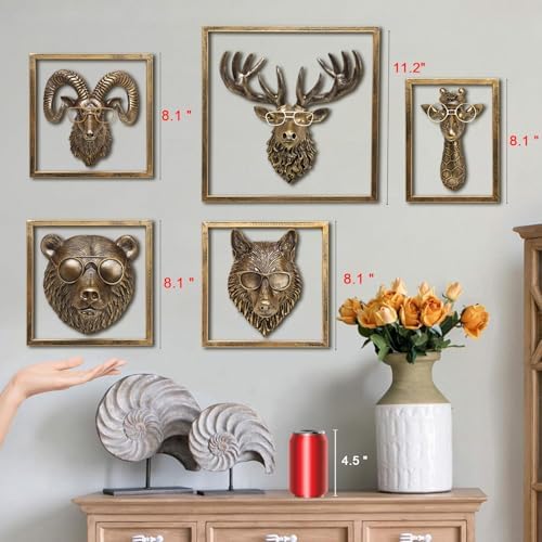 JJALIGHTS Wolf Wall Decor with Metal Frame