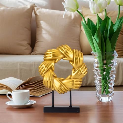Unique Handshakes Sculpture Statue Gold Decor