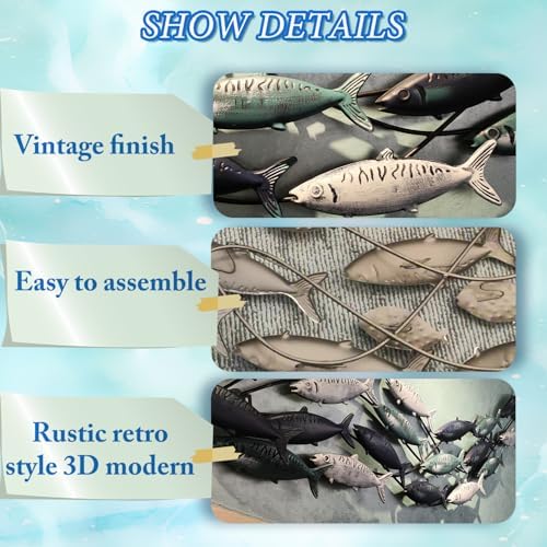 Coastal Metal Fish Wall Decor 59 x 165 Large Nautical Art Sculpture