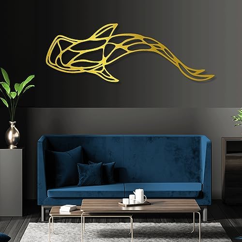 Cadeali Metal Fish Wall Art 46x15 Black