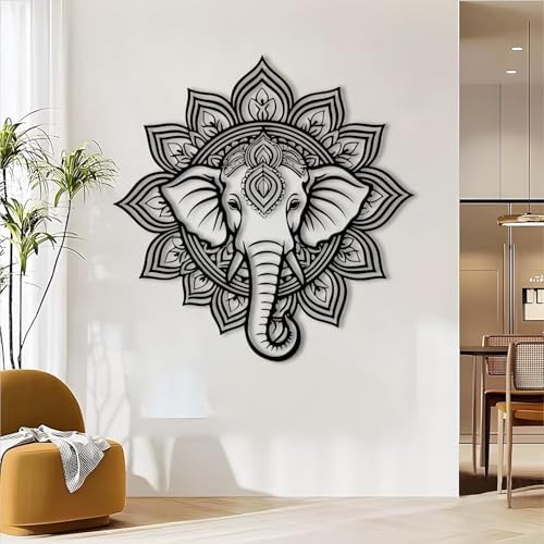 Mandala Elephant Metal Wall Art 47x47 cm