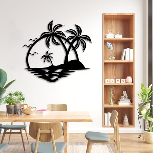 Cadeali Tropical Beach Metal Wall Art 24x26 Inches