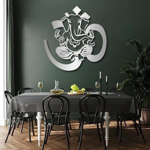Ganesha Metal Wall Decor Bohemian Style 23x24 Inch Black
