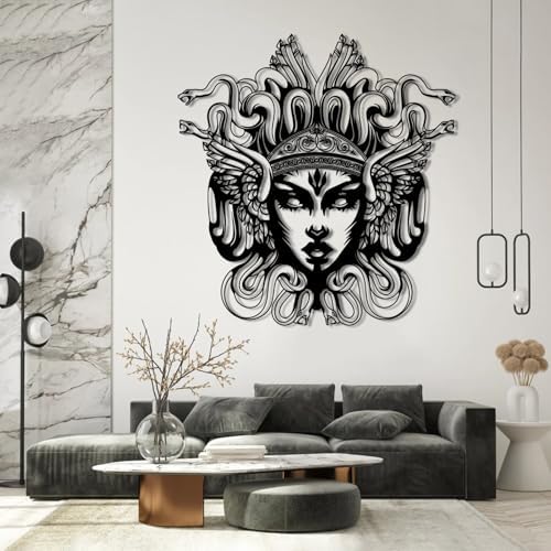 Medusa Metal Wall Art 23x24 Inch Black