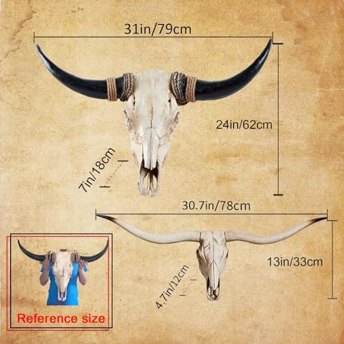 Faux Longhorn Skull Wall Decor - 31x24x7 Inch