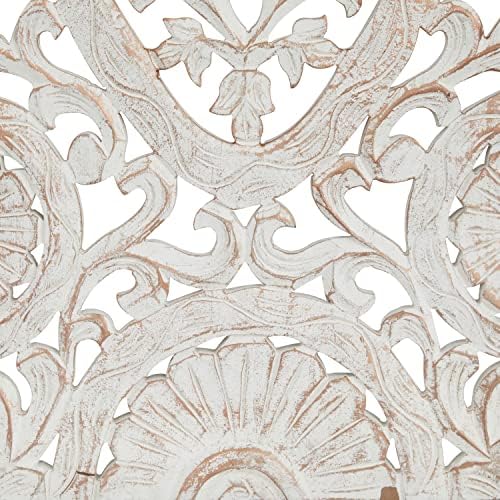 Deco 79 White Wooden Floral Wall Sculpture 16x1x48