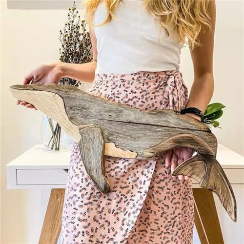 3D Wooden Whale Wall Sculpture Decor for Ocean Theme