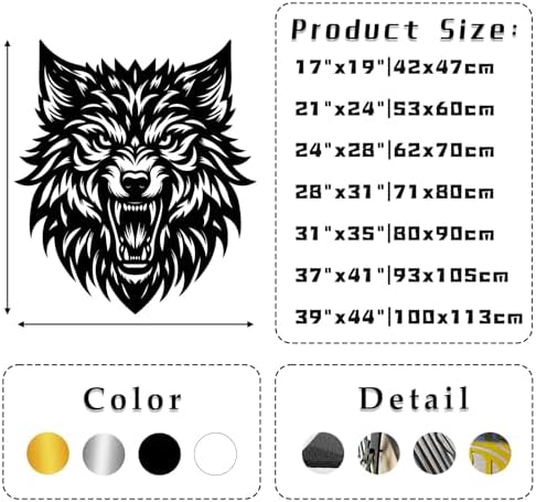Wolf Head Metal Wall Art - Gold 17x19 Wall Decor