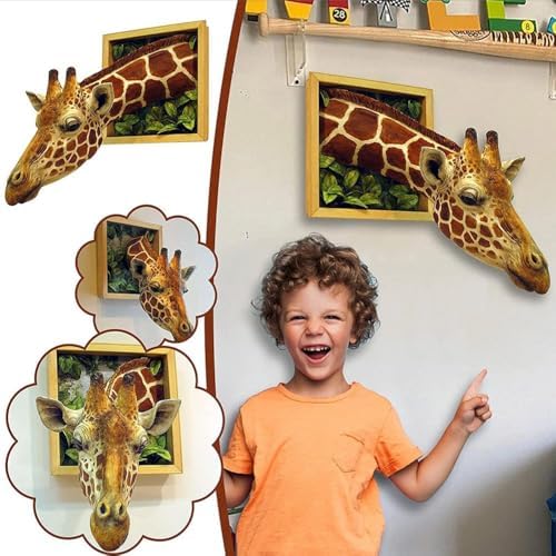 ZREVSB 3D Giraffe Wall Sculpture - Modern Decor with Photo Frame