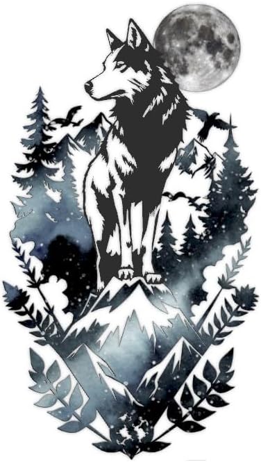 Colored Metal Wolf and Nature Wall Art 21x37 Inches