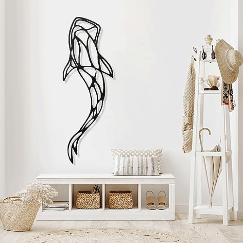 Cadeali Metal Fish Wall Art 46x15 Black