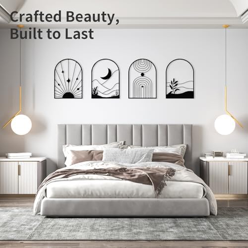 WOWSTAR 4 Pcs Black Metal Wall Art Sculpture