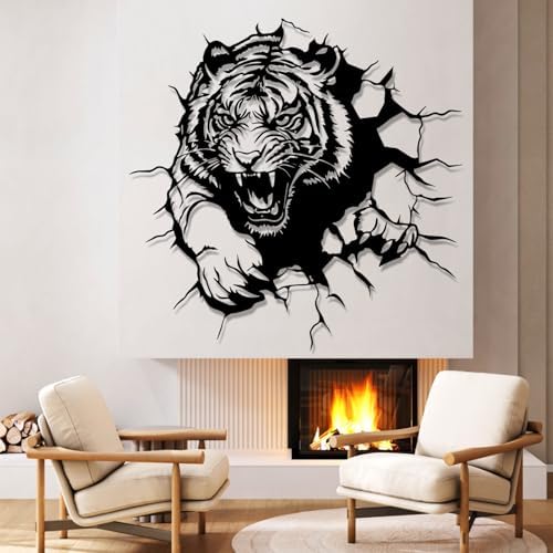 Tiger Metal Wall Art Large Tiger Head Decor 24x24 Inch
