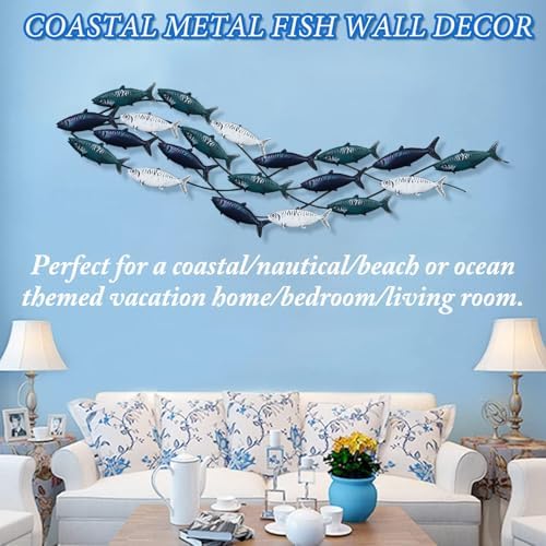 Coastal Metal Fish Wall Decor 59 x 165 Large Nautical Art Sculpture