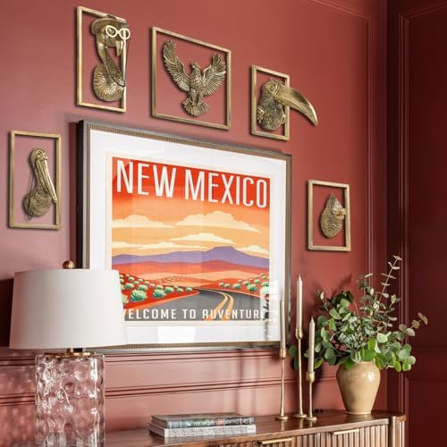 Bird Wall Art Sculpture 5 Pack - Exquisite Metal Frame Wall Decor