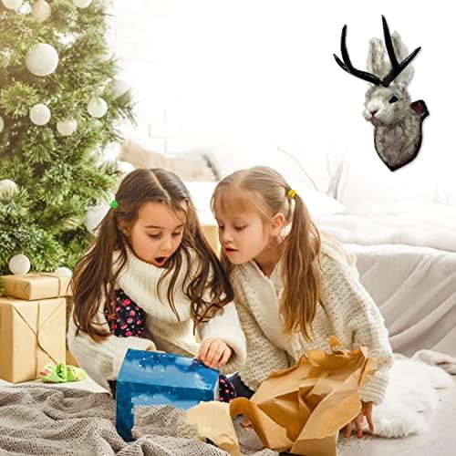 Animal Head Wall Decor with Rustic Antlers