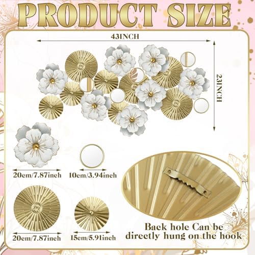 Briwooody 20 Pcs Metal Flower Wall Decor
