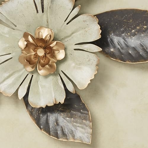 Touch of Class Floral Rhapsody Wall Art Dusty Blush Ivory Gold and Purple Flowers Hanging Sculpture Decor