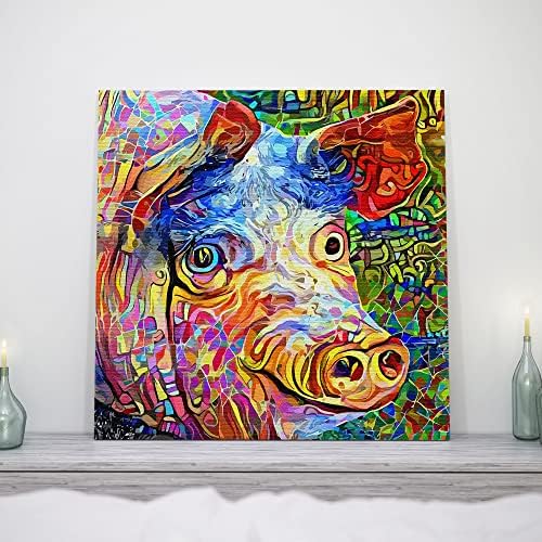 Funny Blue-Eyed Pig Canvas Wall Art Modern Farmhouse Decor