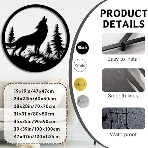ENJOYOO Wolf Metal Wall Art 19x19in